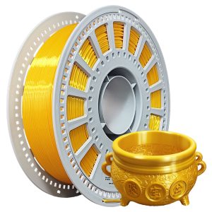 Silk Gold PLA Filament 1.75mm, High Speed Metallic 3D Printer Filament, Glossy Smooth Finish, ±0.03mm Accuracy, No Clog Tangle Free AMS Friendly Plastic Spool, 1kg (2.2lbs)